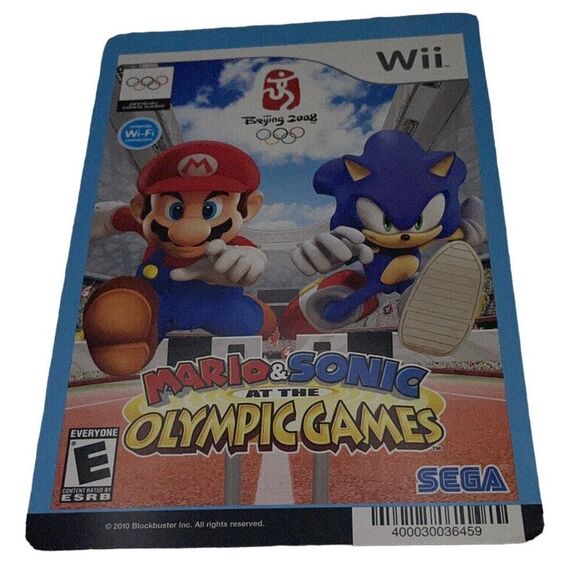 NINTENDO WII MARIO Mario & Sonic Blockbuster Video Backer Card 5"X8" - NO GAME - Picture 1 of 1